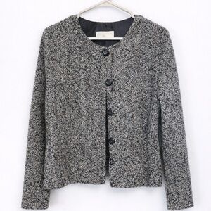 Petite Sophisticate Knit Blazer Jacket | Grey Tweed | Petite Large | Fall Winter